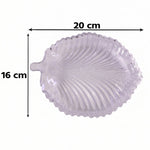 Transparent leaf glass platter, 20 by 16 cm, for home serving