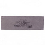 Top-down view of a gray rectangular sharpening stone with black text and a tiger logo on a white background.