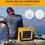 Portable solar LED flood light with adjustable stand and wide coverage