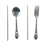 Eco friendly reusable utensils with spoon, fork and chopsticks