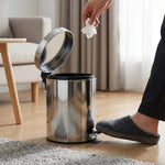 metal trash bin with soft close lid