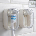 Portable plastic toothbrush holder with wall mount and dust cover