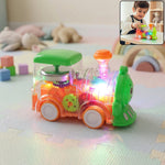 Kids transparent train toy with LED lights and moving wheels