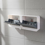 Close up of durable bathroom storage unit with smooth surfaces