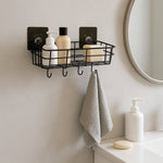 Wall-mounted metal wire storage basket ideal for kitchen or bathroom