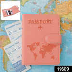 Stylish travel wallet with world map print organizing passport and cards