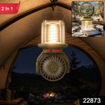 2 In 1 Solar Rechargeable Camping Fan with LED Lantern Light Portable
