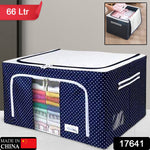 Large capacity storage bag holding blankets, bedding, and clothes.