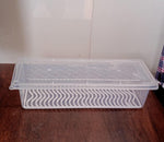 Side profile of the 1500ml food storage container, highlighting its compact design.