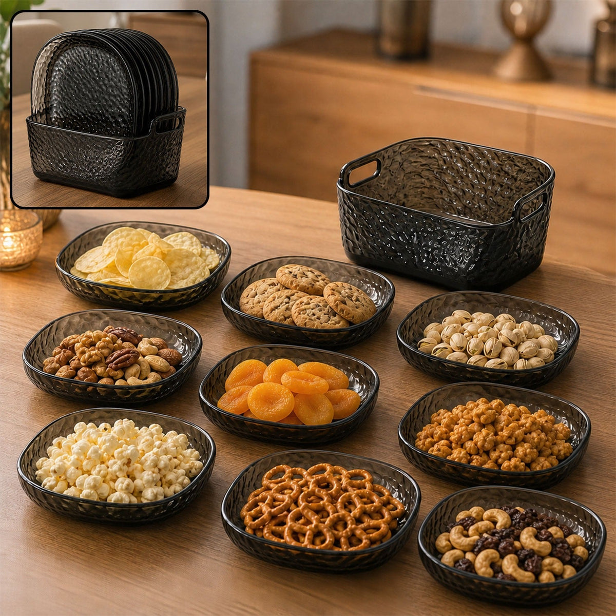 9-in-1 Snack Serving Plate with Separate Compartments