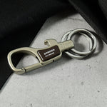 Close-up of premium metal carabiner keychain exhibiting fine craftsmanship