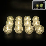 Set of 12 crystal style LED decorative lamps with warm yellow glow