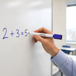 Blue dry erase marker pen with slim design and eraser cap