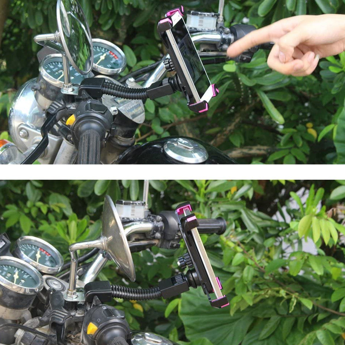 Flexible arm angled for easy screen viewing