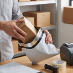 Polybag sealed for despatch with a shipping label