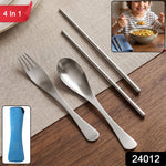 Reusable steel cutlery travel set with carrying pouch