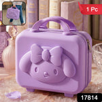 Kids bear hard shell carry case with handle and embossed bear face in pastel colors