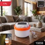 Portable LED lantern with solar charging for camping and power cuts
