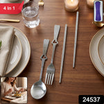 Reusable steel travel cutlery set with zip pouch