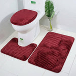 Bathroom Mat Set with Toilet Contour Rug and Lid Cover, Anti Slip (3 Pc Set)