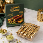 Close-up of pistachio cream cigar rolls on a white plate